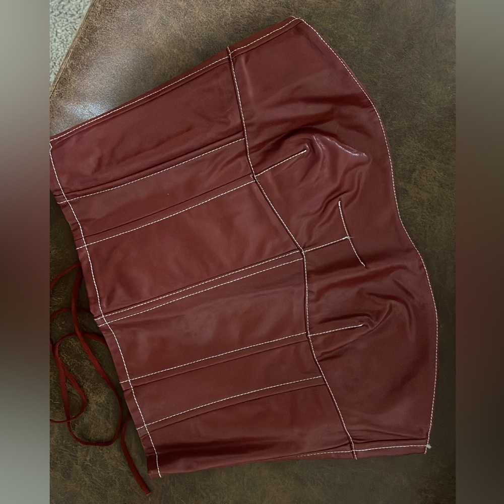 Edikted Faux Leather Corset Top